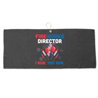 Fireworks Director I Run You Run 4th Of July Usa Flag Pride Gift Large Microfiber Waffle Golf Towel