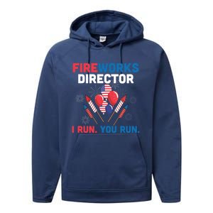 Fireworks Director I Run You Run 4th Of July Usa Flag Pride Gift Performance Fleece Hoodie