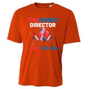 Fireworks Director I Run You Run 4th Of July Usa Flag Pride Gift Cooling Performance Crew T-Shirt