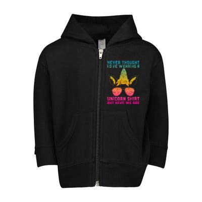 Fathers Day I Wear A Unicorn Dadacorn Toddler Zip Fleece Hoodie