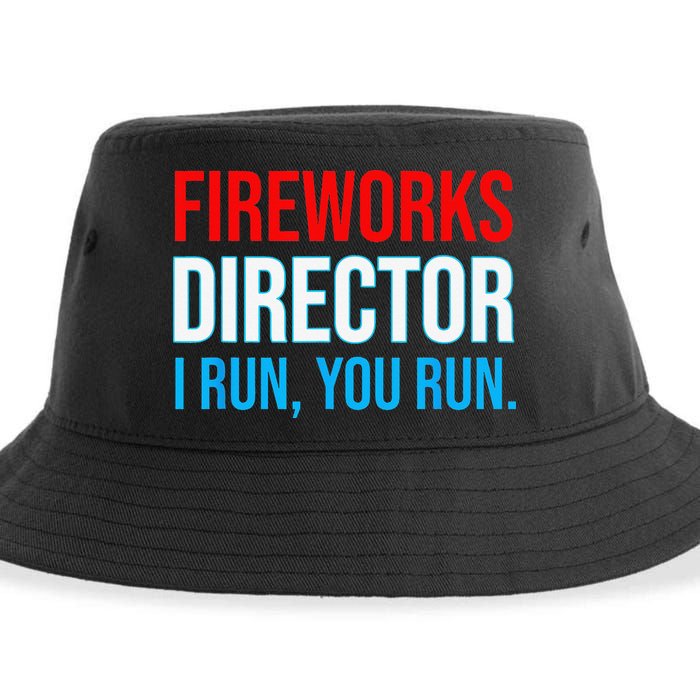 Fireworks Director I Run You Run Funny 4th Of July Party Sustainable Bucket Hat