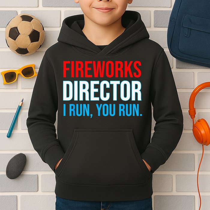 Fireworks Director I Run You Run Funny 4th Of July Party Kids Hoodie