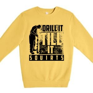 Funny Drill It Till It Squirts For Ice Fishing Lovers Cool Gift Premium Crewneck Sweatshirt