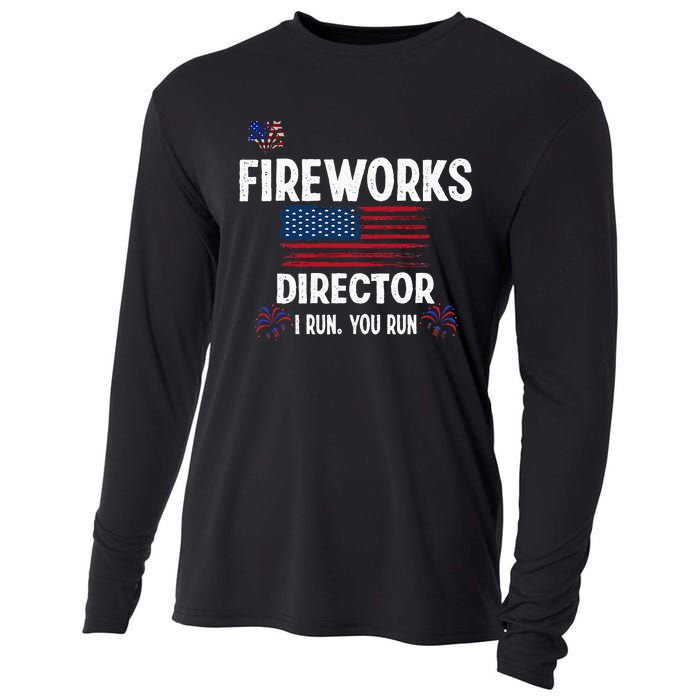 Fireworks Director I Run You Run Flag Funny Gift 4th Of July Cooling Performance Long Sleeve Crew