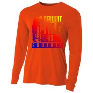 Funny Drill It Till It Squirts For Ice Fishing Lovers Cool Gift Cooling Performance Long Sleeve Crew