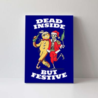 Funny Dead Inside But Festive Christmas Skeleton Santa Hat Gift Canvas