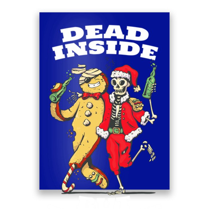 Funny Dead Inside But Festive Christmas Skeleton Santa Hat Gift Poster