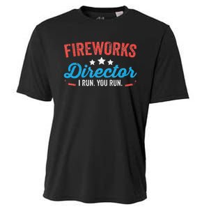 Fireworks Director I Run You Run Funny 4th Of July Cooling Performance Crew T-Shirt