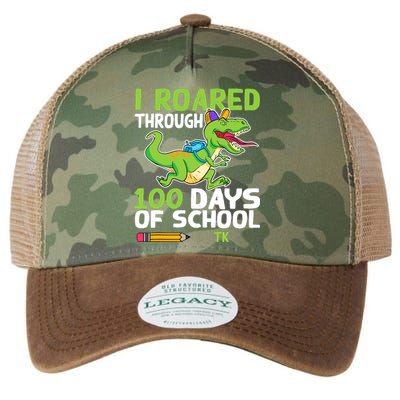 Fun Dinosaur I Roared Through 100 Days Of School Tk Legacy Tie Dye Trucker Hat