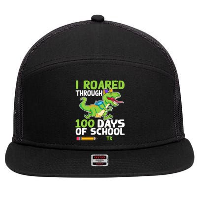 Fun Dinosaur I Roared Through 100 Days Of School Tk 7 Panel Mesh Trucker Snapback Hat