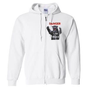 Funny Danger Im Hugger Bear Sun Nerd Geek Graphic Full Zip Hoodie