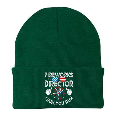 Fireworks Director If I Run You Run Funny 4th of July Knit Cap Winter Beanie