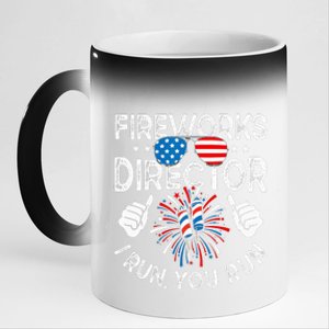 Fireworks Director If I Run You Run Funny 4th of July 11oz Black Color Changing Mug