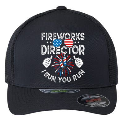 Fireworks Director If I Run You Run Funny 4th of July Flexfit Unipanel Trucker Cap