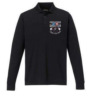 Fireworks Director If I Run You Run Funny 4th of July Performance Long Sleeve Polo