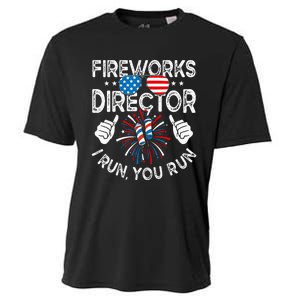 Fireworks Director If I Run You Run Funny 4th of July Cooling Performance Crew T-Shirt