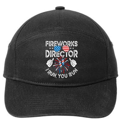 Fireworks Director If I Run You Run Funny 4th of July 7-Panel Snapback Hat