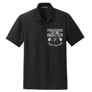 Fireworks Director If I Run You Run Funny 4th of July Dry Zone Grid Polo