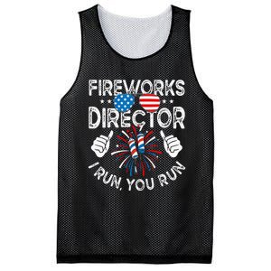 Fireworks Director If I Run You Run Funny 4th of July Mesh Reversible Basketball Jersey Tank