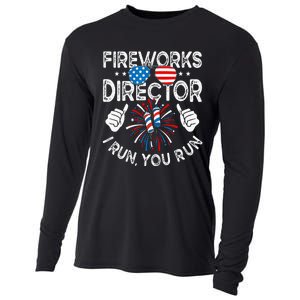 Fireworks Director If I Run You Run Funny 4th of July Cooling Performance Long Sleeve Crew