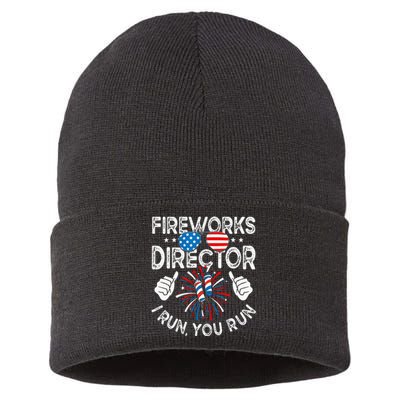 Fireworks Director If I Run You Run Funny 4th of July Sustainable Knit Beanie