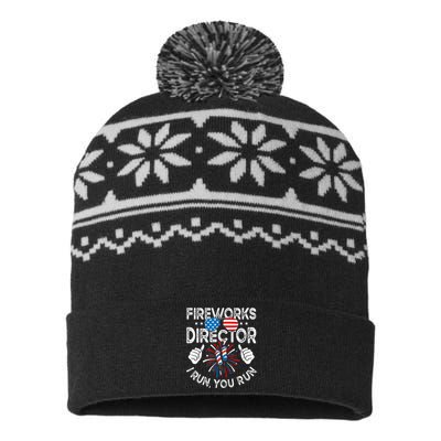 Fireworks Director If I Run You Run Funny 4th of July USA-Made Snowflake Beanie