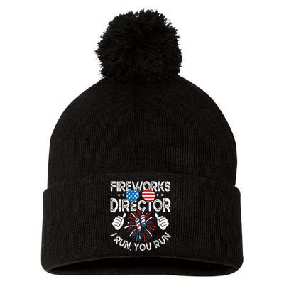 Fireworks Director If I Run You Run Funny 4th of July Pom Pom 12in Knit Beanie