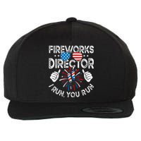 Fireworks Director If I Run You Run Funny 4th of July Wool Snapback Cap