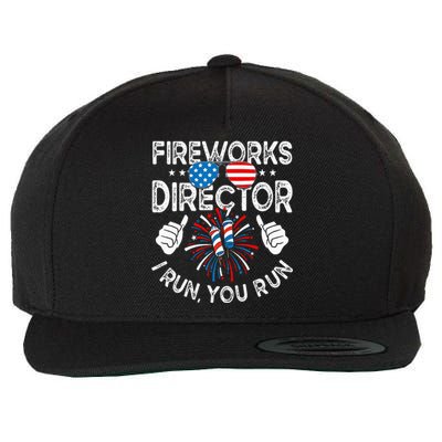 Fireworks Director If I Run You Run Funny 4th of July Wool Snapback Cap