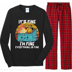 Funny Dumpster Its Fine IM Fine Everything Is Fine Dog Meme Long Sleeve Pajama Set