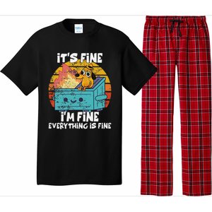 Funny Dumpster Its Fine IM Fine Everything Is Fine Dog Meme Pajama Set