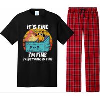 Funny Dumpster Its Fine IM Fine Everything Is Fine Dog Meme Pajama Set