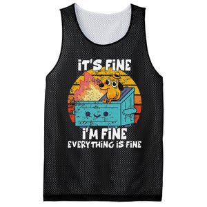 Funny Dumpster Its Fine IM Fine Everything Is Fine Dog Meme Mesh Reversible Basketball Jersey Tank