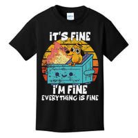 Funny Dumpster Its Fine IM Fine Everything Is Fine Dog Meme Kids T-Shirt