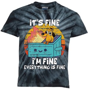 Funny Dumpster Its Fine IM Fine Everything Is Fine Dog Meme Kids Tie-Dye T-Shirt