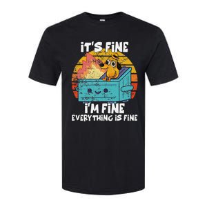 Funny Dumpster Its Fine IM Fine Everything Is Fine Dog Meme Softstyle CVC T-Shirt