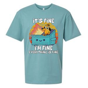 Funny Dumpster Its Fine IM Fine Everything Is Fine Dog Meme Sueded Cloud Jersey T-Shirt