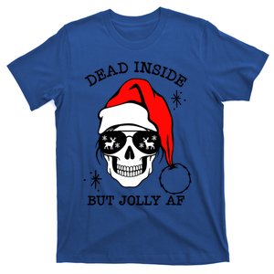 Funny Dead Inside But Jolly Af Skeleton Skull Santa Hat Xmas Gift T-Shirt