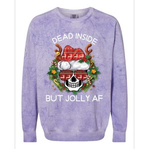 Funny Dead Inside But Jolly Af Skull Santa Christmas Party Meaningful Gift Colorblast Crewneck Sweatshirt