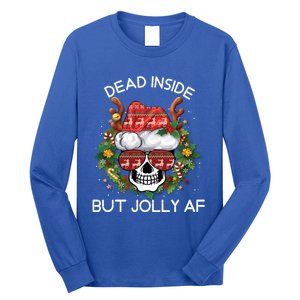 Funny Dead Inside But Jolly Af Skull Santa Christmas Party Meaningful Gift Long Sleeve Shirt