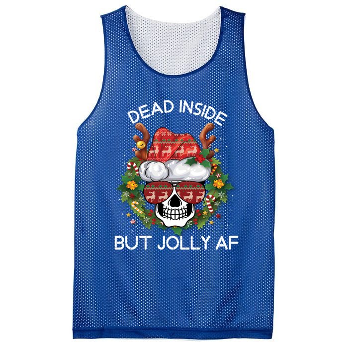 Funny Dead Inside But Jolly Af Skull Santa Christmas Party Meaningful Gift Mesh Reversible Basketball Jersey Tank