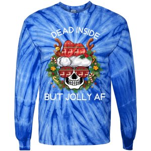 Funny Dead Inside But Jolly Af Skull Santa Christmas Party Meaningful Gift Tie-Dye Long Sleeve Shirt