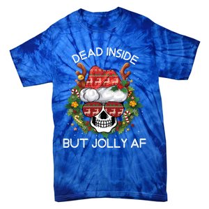 Funny Dead Inside But Jolly Af Skull Santa Christmas Party Meaningful Gift Tie-Dye T-Shirt