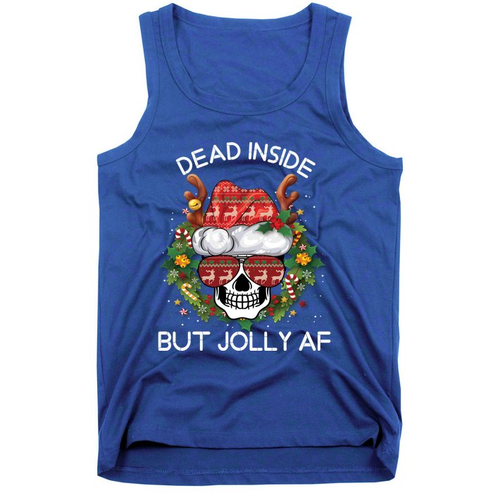 Funny Dead Inside But Jolly Af Skull Santa Christmas Party Meaningful Gift Tank Top