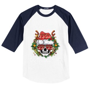 Funny Dead Inside But Jolly Af Skull Santa Christmas Party Meaningful Gift Baseball Sleeve Shirt