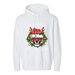 Funny Dead Inside But Jolly Af Skull Santa Christmas Party Meaningful Gift Garment-Dyed Fleece Hoodie