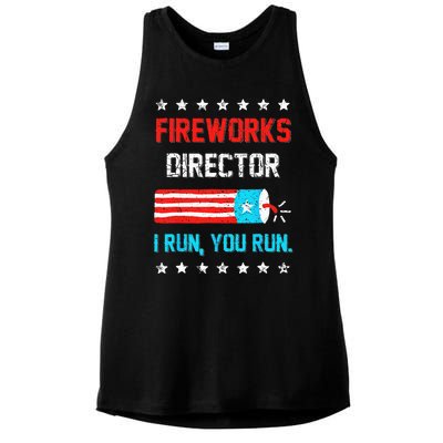 Fireworks Director I Run You Run Funny 4th Of July Ladies PosiCharge Tri-Blend Wicking Tank