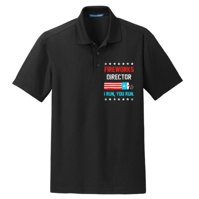 Fireworks Director I Run You Run Funny 4th Of July Dry Zone Grid Polo