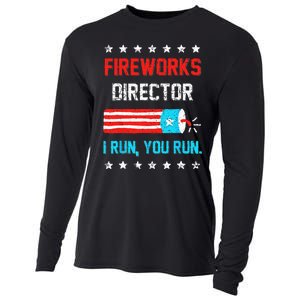 Fireworks Director I Run You Run Funny 4th Of July Cooling Performance Long Sleeve Crew