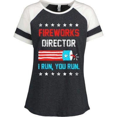 Fireworks Director I Run You Run Funny 4th Of July Enza Ladies Jersey Colorblock Tee